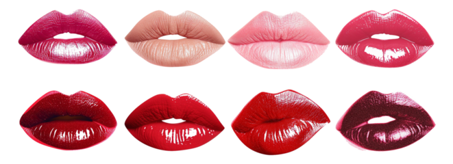 Isolated Red Pink Lip Lipstick Colors Collection, White Background