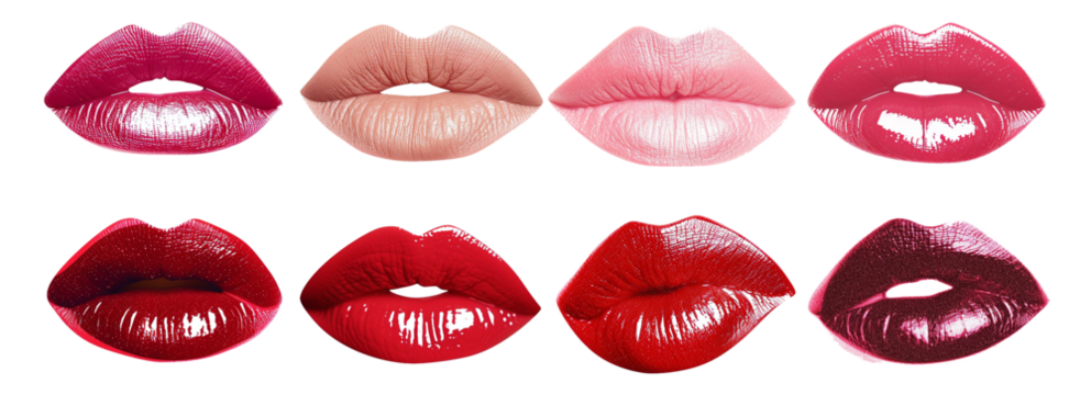 Isolated Red Pink Lip Lipstick Colors Collection, White Background