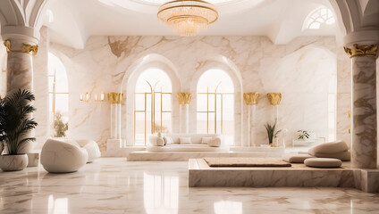 Magnificent hammam in light marble traditional - obrazy, fototapety, plakaty