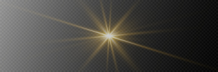 Special light flash effect with rays of light and magic sparkles. On a transparent background. © Hanna