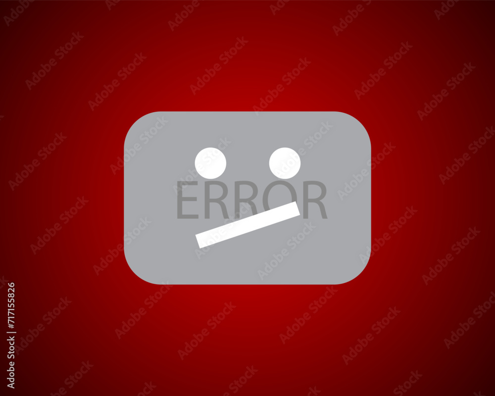 Aufkleber youtube error message with flat design vector background of a red page failure message vector graphi