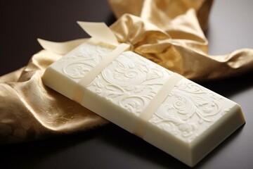 Package with white chocolate bar. Generative AI