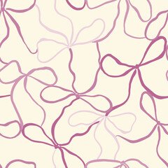 Coquette Pink Bows on a cream Background pattern