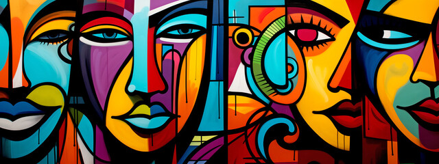 Graffiti Colorful Women - Cubism