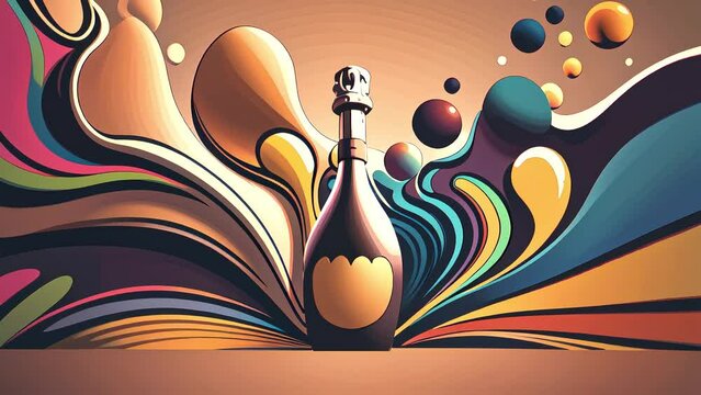 Abstract Champagne Bottle Animation