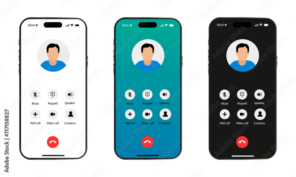 Poster smartphone call application interface template on a white background. the concept of incoming calls.