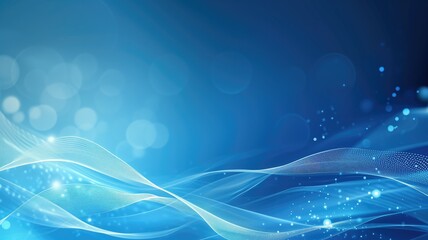 Abstract blue wavy design with light particles, resembling underwater scene