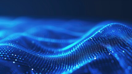 Blue abstract technology background with mesh waves