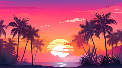 Fototapeta na wymiar Tropical sunset gradient texture, vibrant pinks and oranges