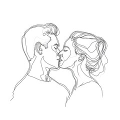 Intimate Moment Captured in Delicate Sketch of Two People Sharing a Tender Kiss, Illustrating the Beauty of Affection and Connection