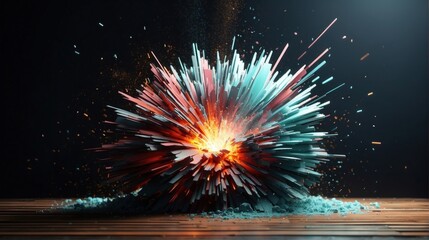 Abstract geometric background. Explosion power design with crushing surface. 3d illustration. generative, ai.