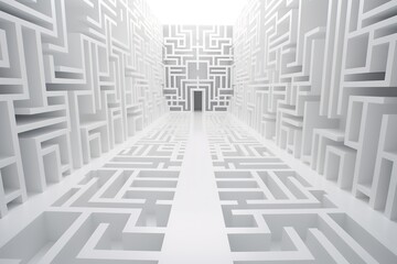 Abstract White Maze Room, Ai Generated