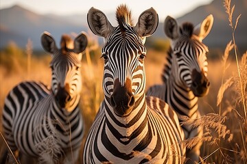 Breathtaking scenery. majestic zebras roaming freely in the vast african savannah