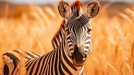 Fototapeta na wymiar Zebra standing on the vast african savannah, an iconic wildlife image of africas diverse ecosystem