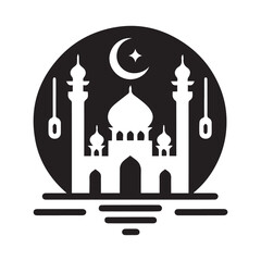 Illustration silhouette of a mosque vector