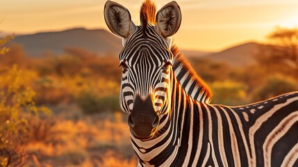 Zebras on the african savannah. a glimpse of wild beauty in the serengeti plains - obrazy, fototapety, plakaty