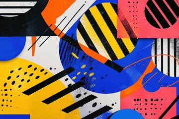 Vibrant Vibes: Abstract Bright Colors in a Memphis Style Poster Design