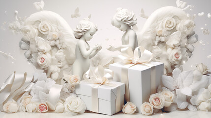 Valentine's Day Cupid with Wings Art Design Background for Presentations HD Wallpapers PC