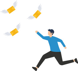 Flying envelopes with letters. fast delivery of messages to email. Mass mailing or spam

