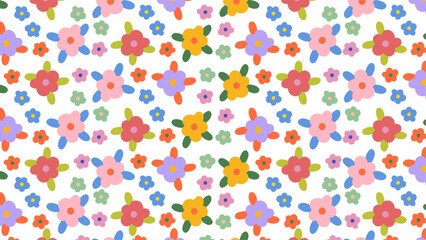 Colorful floral pattern. Vector seamless pattern with decorative flowers.