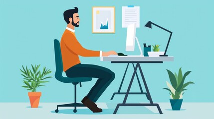 Correct sitting at desk posture ergonomics advices for office workers: how to sit at desk when using a computer and how to use a stand up workstation