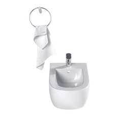 Lavatory pan isolated on a transparent background, bidet, 3D illustration, and CG render