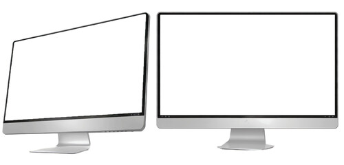 Modern desktop computer on transparent background cutout, PNG file. Mockup template for artwork design. perspective positions many different angle