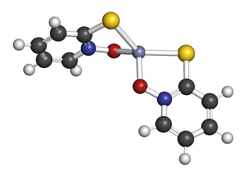 Zinc pyrithione molecule. 3D rendering.
