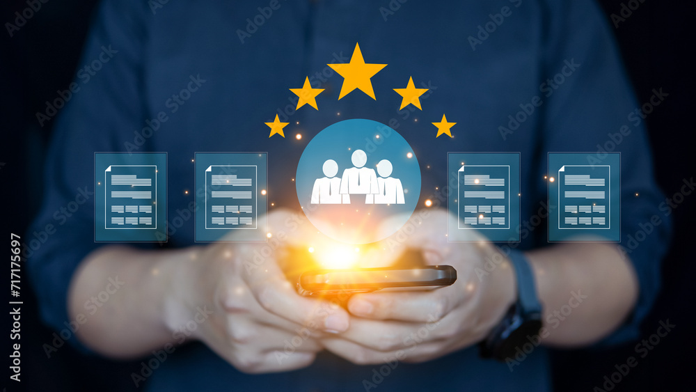 Poster digital data exam check list and assessment for the certificate concept, business people evaluation 