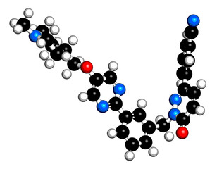 Tepotinib cancer drug molecule. 3D rendering.