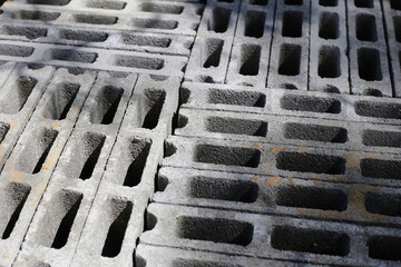 Stack of cement bricks, cement blocks