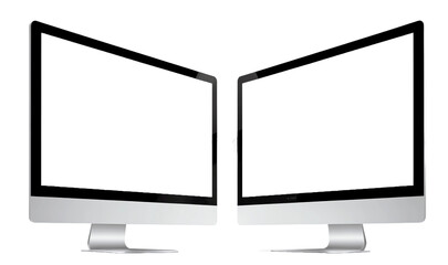 Modern desktop computer on transparent background cutout, PNG file. Mockup template for artwork design. perspective positions many different angle