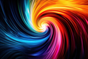 Naklejka premium Colorful swirl of light on black background