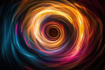 Colorful swirl of light on black background