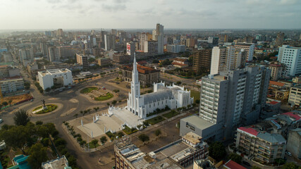 Drone view of Cathedral of Our Lady of the Immaculate Conception - Maputo Mozambique Africa