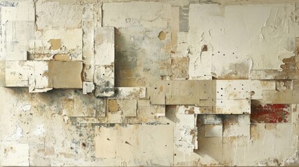Generative AI, vintage grunge beige and white collage background. Different textures and shapes	
