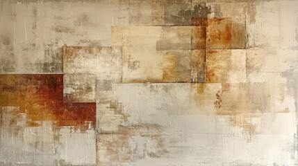 Generative AI, vintage grunge beige and white collage background. Different textures and shapes	
