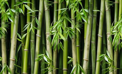 Fototapeta na wymiar Green bamboo wall background. Close up of green bamboo wall texture.