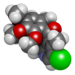 Pyriofenone fungicide molecule. 3D rendering.