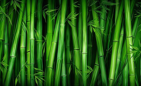 Green bamboo wall background. Close up of green bamboo wall texture.