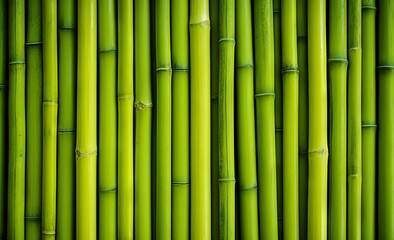 Green bamboo wall background. Close up of green bamboo wall texture.