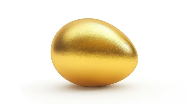 One golden egg isolated on white background. Conceptual image