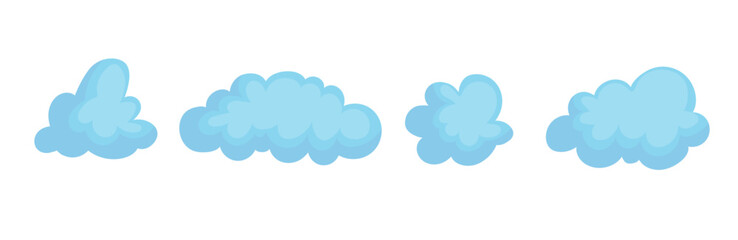 Set of blue clouds.Decorative elements. Vector graphics. - obrazy, fototapety, plakaty