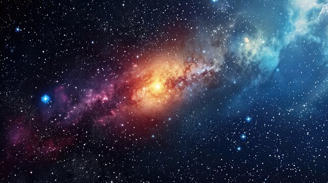 stars in the galaxy. Panorama. Universe filled with stars, nebula and galaxy