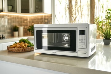 Modern kitchen with microwave: stylish and functional equipment
