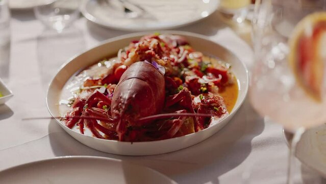 Great Dish. Delicious Lobster On Plate.