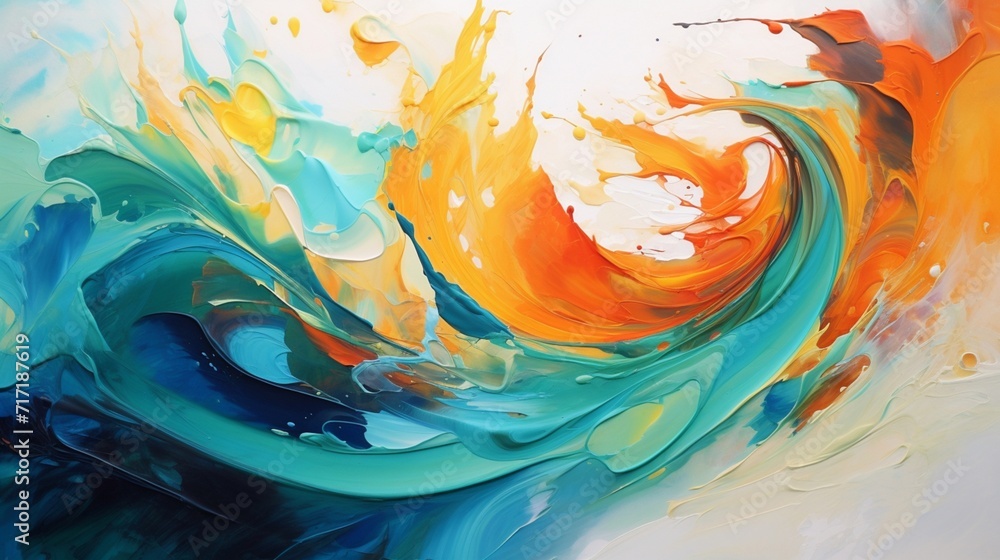 Poster an abstract capturing the essence of fluidity and motion through a series of dynamic brushstrokes an