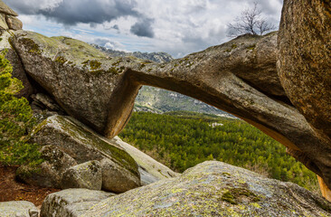 Rock bridge in la pedriza, Spain 