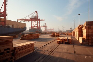 Fototapeta na wymiar Harbour for transhipment of raw building materials