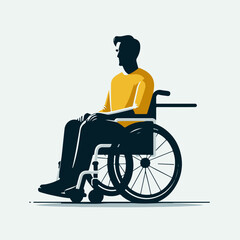 disabled person in wheelchair vector logo  - obrazy, fototapety, plakaty